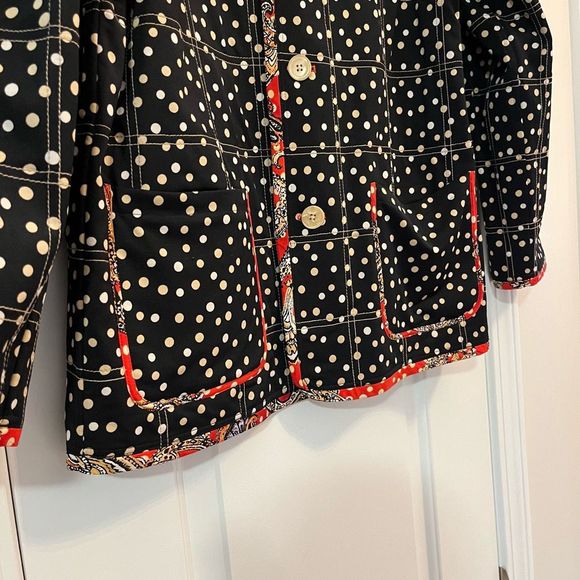 KOOS Of Course! Reversible Women's Jacket Size Small Polka Dot, Brown, Black, We - Picture 10 of 12